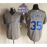 Kansas City Royals #35 Eric Hosmer New Grey Cool Base W/2015 World Series Patch Stitched MLB Jersey