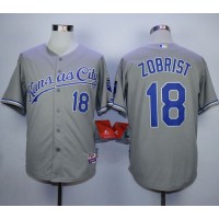 Kansas City Royals #18 Ben Zobrist Grey Cool Base Stitched MLB Jersey