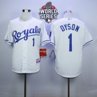 Kansas City Royals #1 Jarrod Dyson White Cool Base W/2015 World Series Patch Stitched MLB Jersey