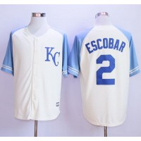 Kansas City Royals #2 Alcides Escobar Cream Exclusive Vintage Stitched MLB Jersey