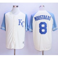 Kansas City Royals #8 Mike Moustakas Cream Exclusive Vintage Stitched MLB Jersey