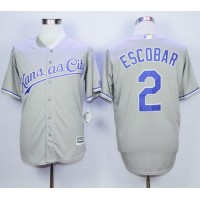 Kansas City Royals #2 Alcides Escobar Grey New Cool Base Stitched MLB Jersey