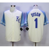 Kansas City Royals #1 Jarrod Dyson Cream Exclusive Vintage Stitched MLB Jersey