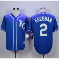 Kansas City Royals #2 Alcides Escobar Blue Alternate 2 New Cool Base Stitched MLB Jersey