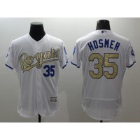 Kansas City Royals #35 Eric Hosmer White 2015 World Series Champions Gold Program FlexBase Authentic Stitched MLB Jersey