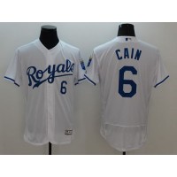 Kansas City Royals #6 Lorenzo Cain White Flexbase Authentic Collection Stitched MLB Jersey