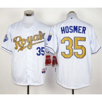 Kansas City Royals #35 Eric Hosmer White 2015 World Series Champions Gold Program Stitched MLB Jersey