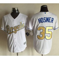 Kansas City Royals #35 Eric Hosmer White New Cool Base 2015 World Series Champions Gold Program Stitched MLB Jersey