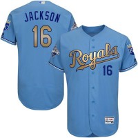 Kansas City Royals #16 Bo Jackson Light Blue FlexBase Authentic 2015 World Series Champions Gold Program Stitched MLB Jersey