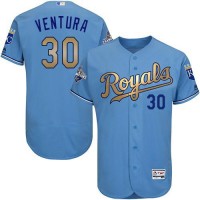 Kansas City Royals #30 Yordano Ventura Light Blue FlexBase Authentic 2015 World Series Champions Gold Program Stitched MLB Jersey