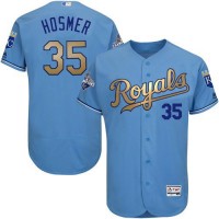 Kansas City Royals #35 Eric Hosmer Light Blue FlexBase Authentic 2015 World Series Champions Gold Program Stitched MLB Jersey