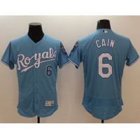 Kansas City Royals #6 Lorenzo Cain Light Blue Flexbase Authentic Collection Stitched MLB Jersey