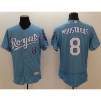 Kansas City Royals #8 Mike Moustakas Light Blue Flexbase Authentic Collection Stitched MLB Jersey