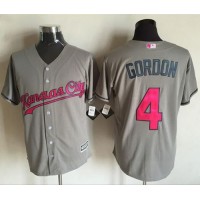 Kansas City Royals #4 Alex Gordon Grey New Cool Base Mother's Day Stitched MLB Jersey