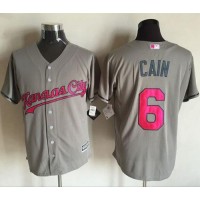 Kansas City Royals #6 Lorenzo Cain Grey New Cool Base Mother's Day Stitched MLB Jersey