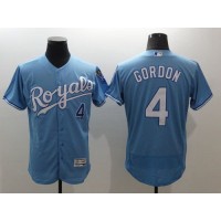 Kansas City Royals #4 Alex Gordon Light Blue Flexbase Authentic Collection Stitched MLB Jersey