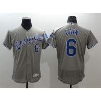 Kansas City Royals #6 Lorenzo Cain Grey Flexbase Authentic Collection Stitched MLB Jersey