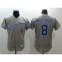 Kansas City Royals #8 Mike Moustakas Grey Flexbase Authentic Collection Stitched MLB Jersey