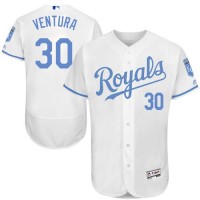 Kansas City Royals #30 Yordano Ventura White Flexbase Authentic Collection Father's Day Stitched MLB Jersey