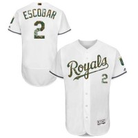 Kansas City Royals #2 Alcides Escobar White Flexbase Authentic Collection Memorial Day Stitched MLB Jersey