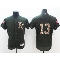 Kansas City Royals #13 Salvador Perez Green Flexbase Authentic Collection Salute to Service Stitched MLB Jersey