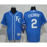 Kansas City Royals #2 Alcides Escobar Royal Blue Flexbase Authentic Collection Stitched MLB Jersey