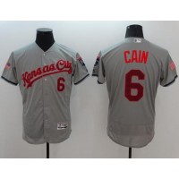 Kansas City Royals #6 Lorenzo Cain Grey Fashion Stars & Stripes Flexbase Authentic Stitched MLB Jersey