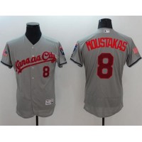 Kansas City Royals #8 Mike Moustakas Grey Fashion Stars & Stripes Flexbase Authentic Stitched MLB Jersey