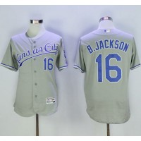 Kansas City Royals #16 Bo Jackson Grey Flexbase Authentic Collection Stitched MLB Jersey