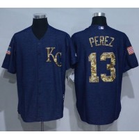 Kansas City Royals #13 Salvador Perez Denim Blue Salute to Service Stitched MLB Jersey