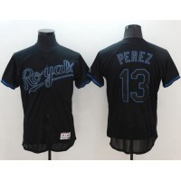 Kansas City Royals #13 Salvador Perez Black Fashion Flexbase Authentic Collection Stitched MLB Jersey