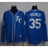 Kansas City Royals #35 Eric Hosmer Blue New Cool Base Long Sleeve Stitched MLB Jersey