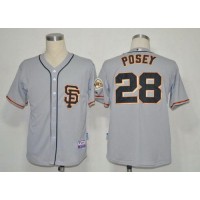 San Francisco Giants #28 Buster Posey Grey Cool Base 2012 Road 2 Stitched MLB Jersey