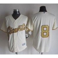 San Francisco Giants #8 Hunter Pence Cream(Gold No.) New Cool Base Stitched MLB Jersey