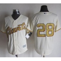 San Francisco Giants #28 Buster Posey Cream(Gold No.) New Cool Base Stitched MLB Jersey