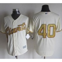San Francisco Giants #40 Madison Bumgarner Cream(Gold No.) New Cool Base Stitched MLB Jersey