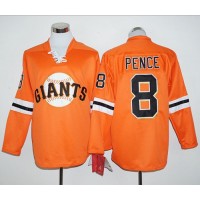 San Francisco Giants #8 Hunter Pence Orange Long Sleeve Stitched MLB Jersey