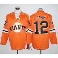 San Francisco Giants #12 Joe Panik Orange Long Sleeve Stitched MLB Jersey