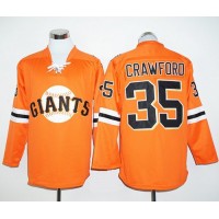 San Francisco Giants #35 Brandon Crawford Orange Long Sleeve Stitched MLB Jersey