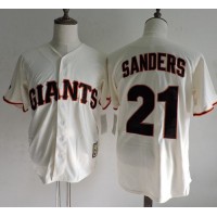 Mitchell And Ness San Francisco Giants #21 Deion Sanders Cream Throwback Stitched MLB Jersey