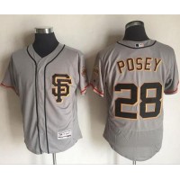 San Francisco Giants #28 Buster Posey Grey Flexbase Authentic Collection Road 2 Stitched MLB Jersey