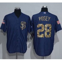 San Francisco Giants #28 Buster Posey Denim Blue Salute to Service Stitched MLB Jersey
