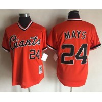 Mitchell And Ness San Francisco Giants #24 Willie Mays Orange Throwback Stitched MLB Jersey
