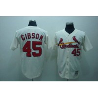 Mitchell and Ness 1967 St.Louis Cardinals #45 Bob Gibson Stitched Cream Throwback MLB Jersey