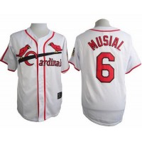 St.Louis Cardinals #6 Stan Musial White Cooperstown Throwback Stitched MLB Jersey