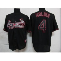 St.Louis Cardinals #4 Yadier Molina Black Fashion Stitched MLB Jersey