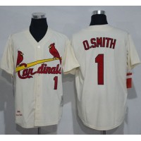Mitchell And Ness St.Louis Cardinals #1 Ozzie Smith Cream Throwback Stitched MLB Jersey