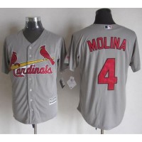 St.Louis Cardinals #4 Yadier Molina Grey New Cool Base Stitched MLB Jersey