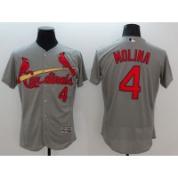 St.Louis Cardinals #4 Yadier Molina Grey Flexbase Authentic Collection Stitched MLB Jersey