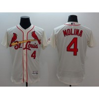 St.Louis Cardinals #4 Yadier Molina Cream Flexbase Authentic Collection Stitched MLB Jersey